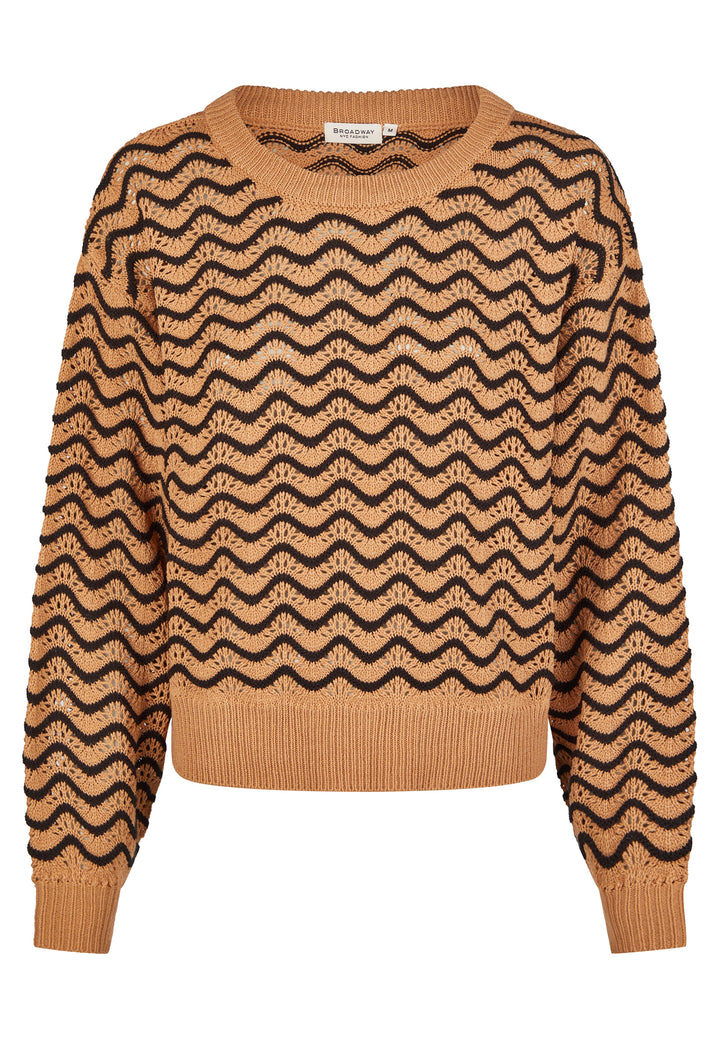 SWEATER, CAMEL BEIGE STRIPE 230-132805 Bild 1
