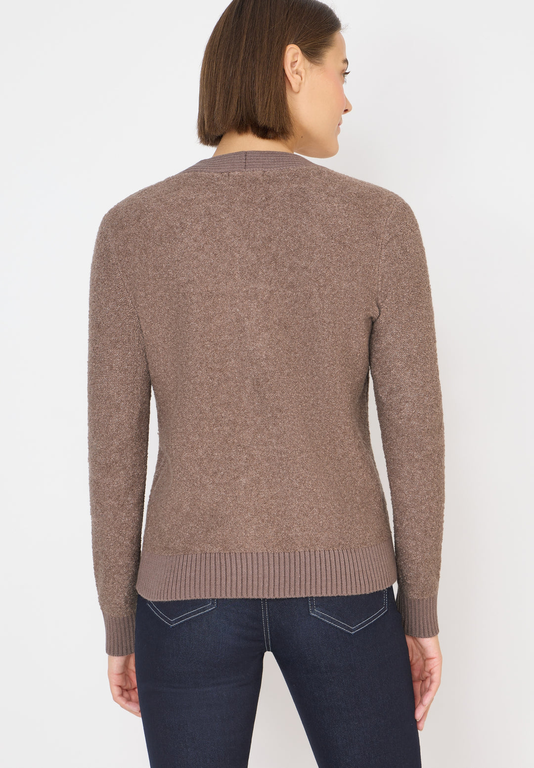 Bouclé V-Neck cardigan, chocolate mousse melange 17189 Bild 4