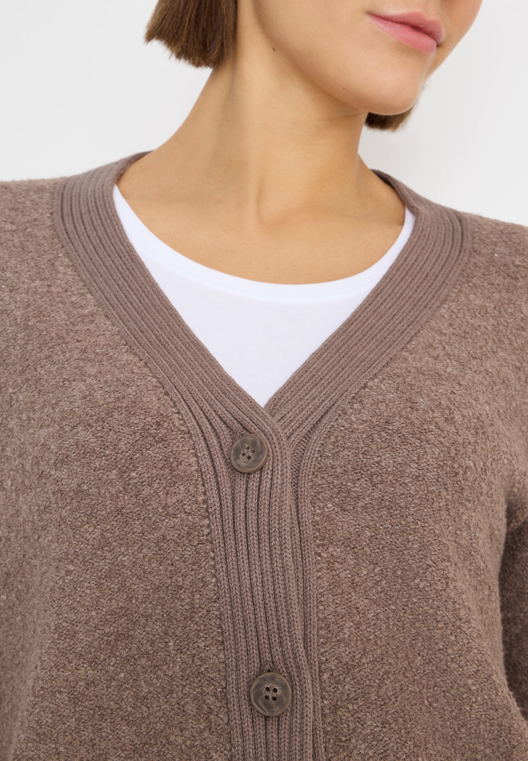 Bouclé V-Neck cardigan, chocolate mousse melange 17189 Bild 6