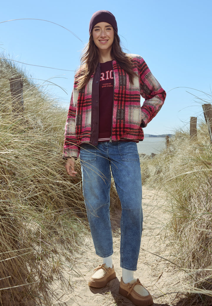 Check Matmix Teddy Blouson, berry red 37749 Bild 3