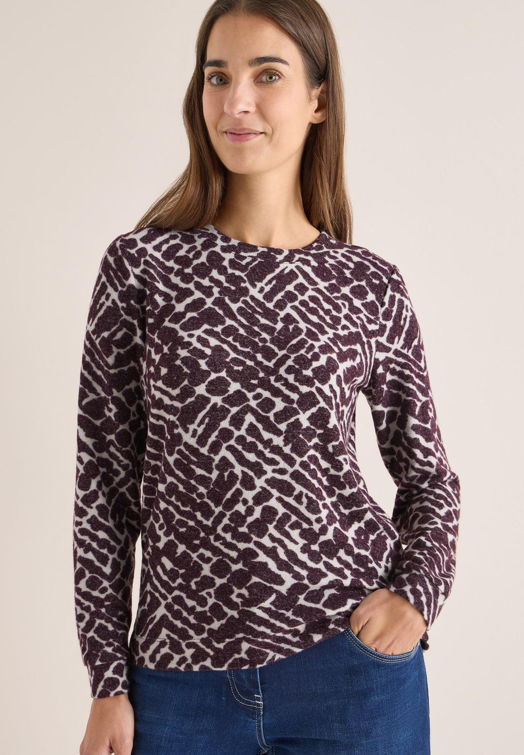Cosy Melange AOP T-Shirt, eggplant red melange 27130 Bild 6