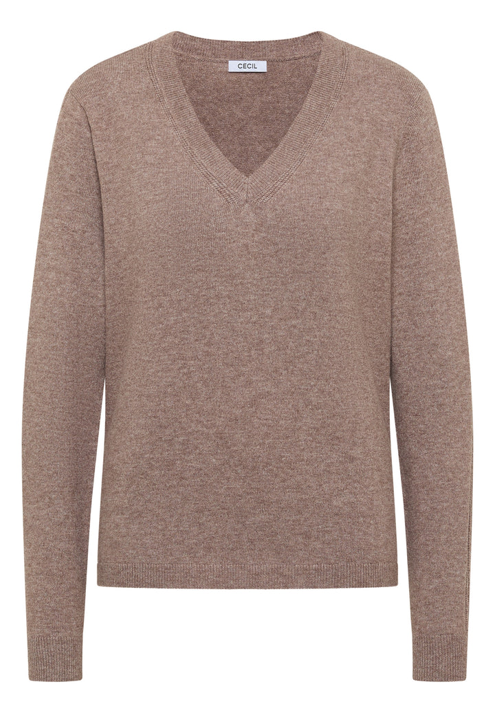 Cosy short V-neck, chocolate mousse melange 17189 Bild 1