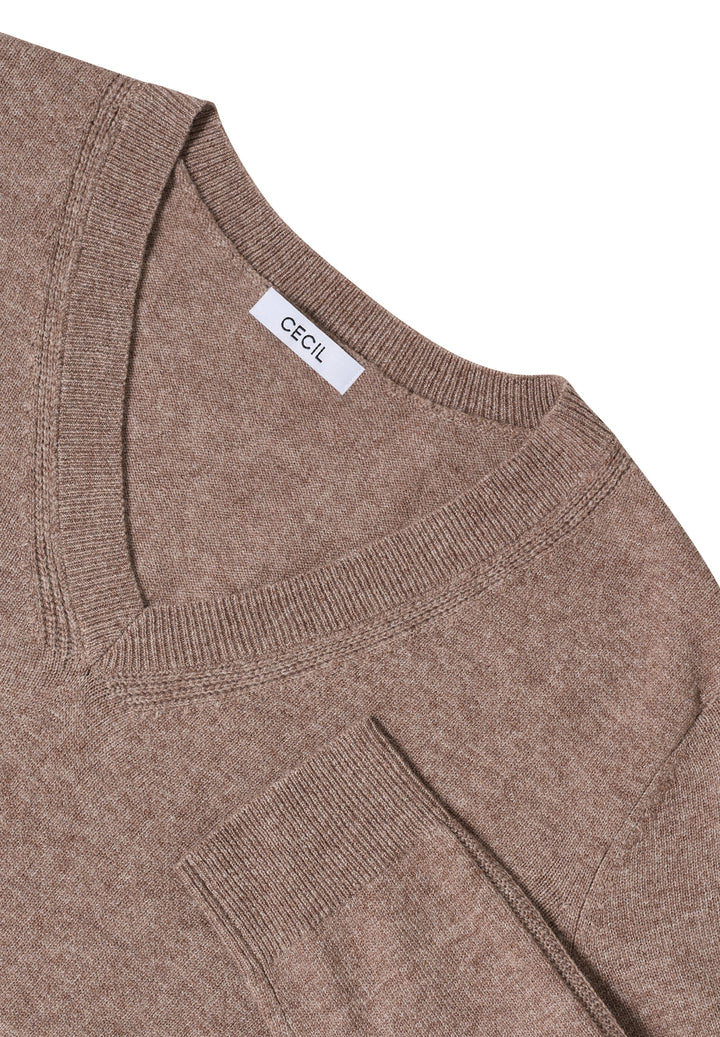 Cosy short V-neck, chocolate mousse melange 17189 Bild 2