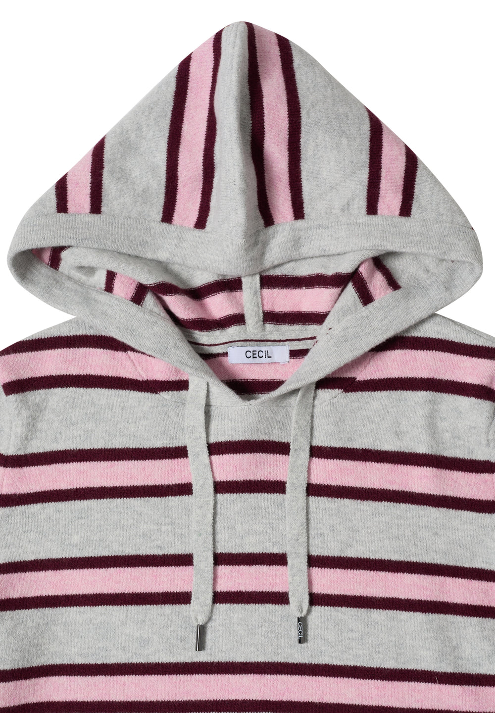 Cosy striped Hoody, light grey melange 37913 Bild 2