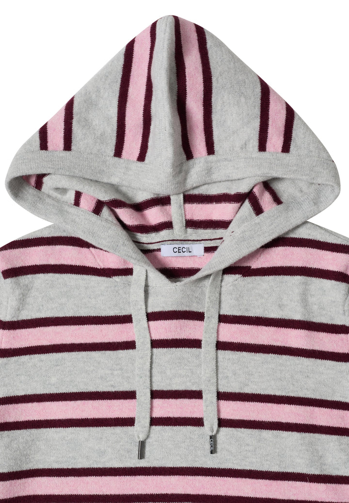 Cosy striped Hoody, light grey melange 37913 Bild 2