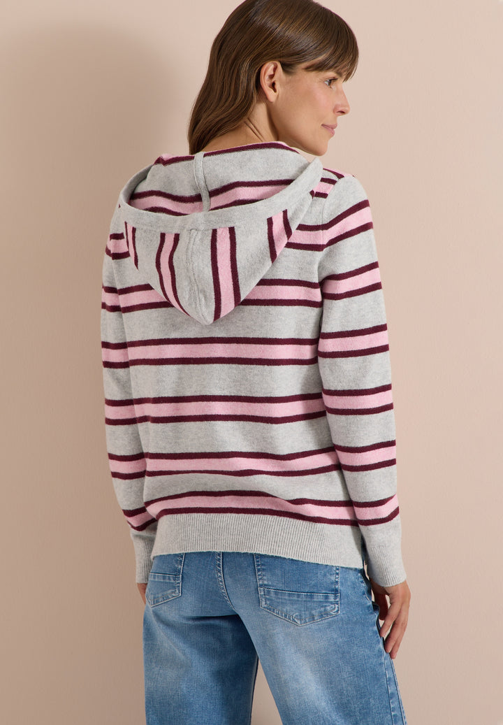 Cosy striped Hoody, light grey melange 37913 Bild 4