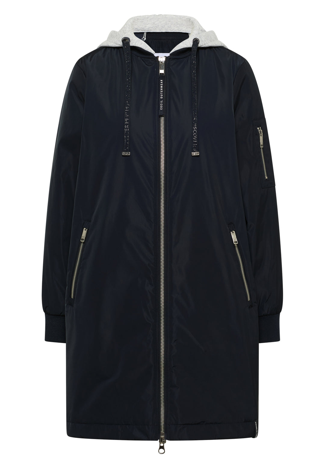 Long Blouson with sweat hood, blue navy 17197 Bild 1
