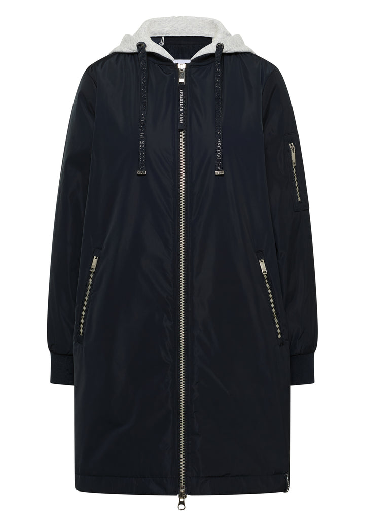 Long Blouson with sweat hood, blue navy 17197 Bild 1