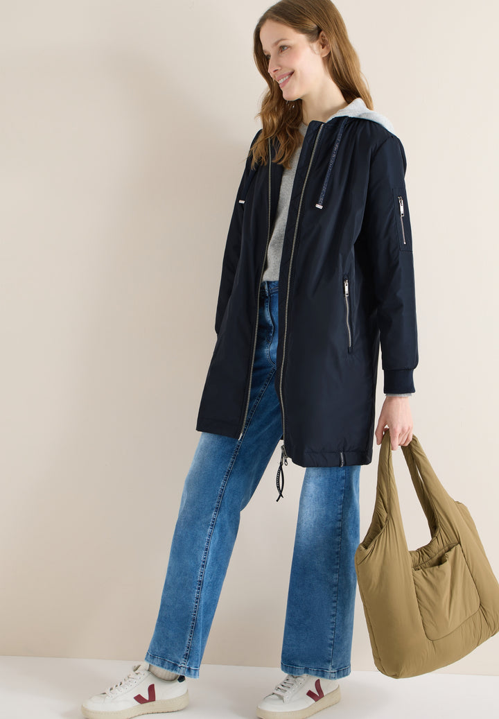 Long Blouson with sweat hood, blue navy 17197 Bild 3