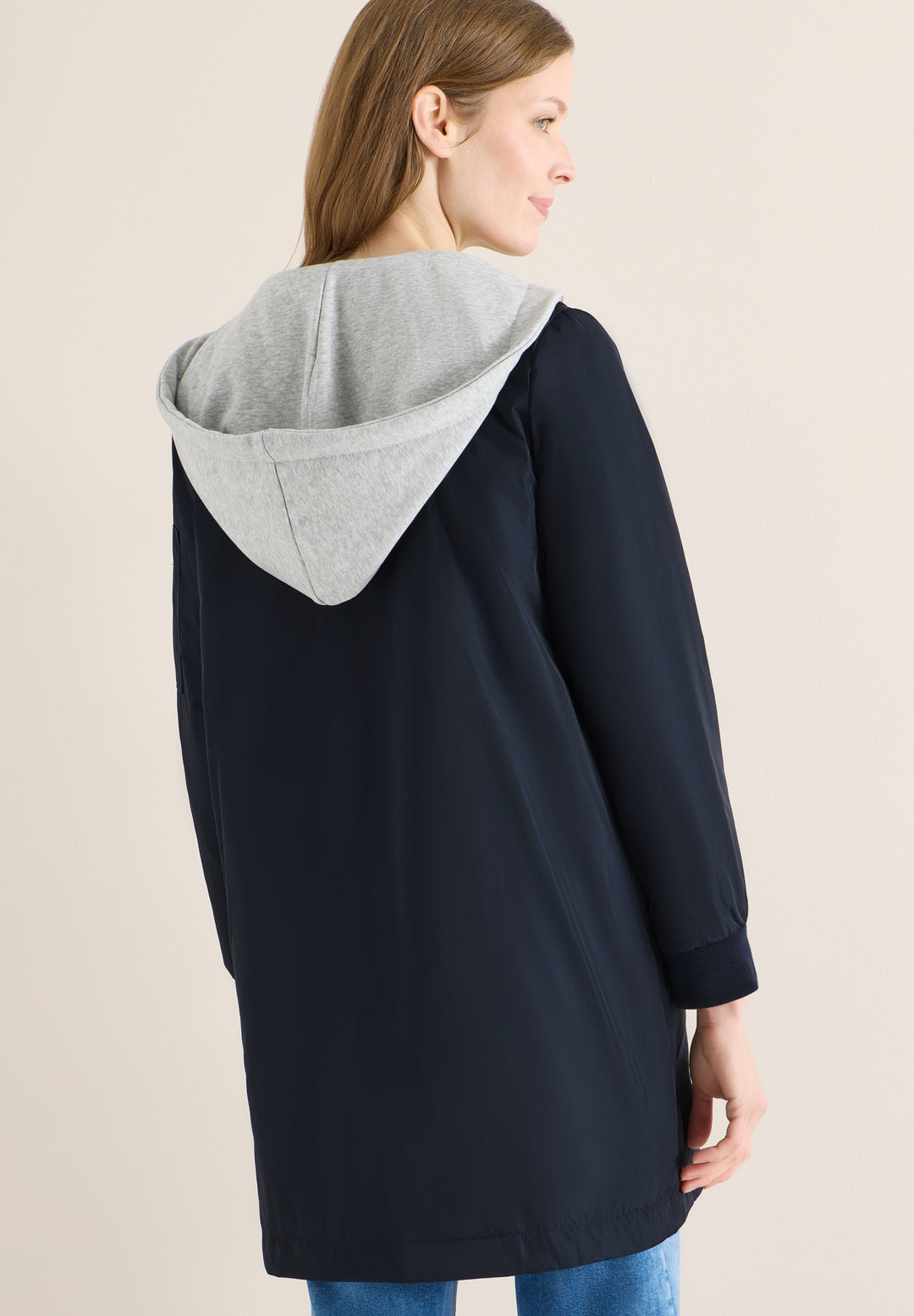Long Blouson with sweat hood, blue navy 17197 Bild 4
