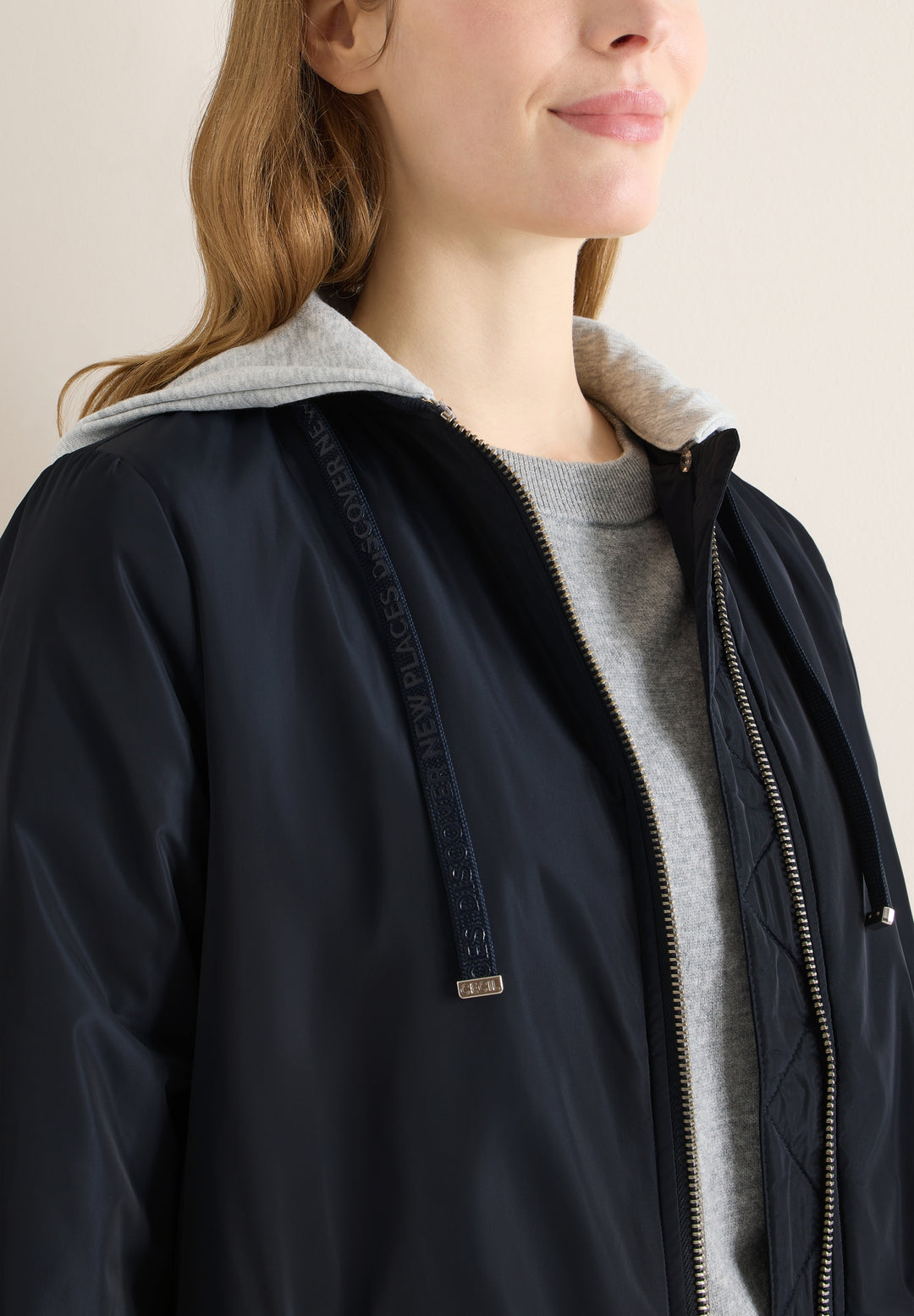 Long Blouson with sweat hood, blue navy 17197 Bild 5