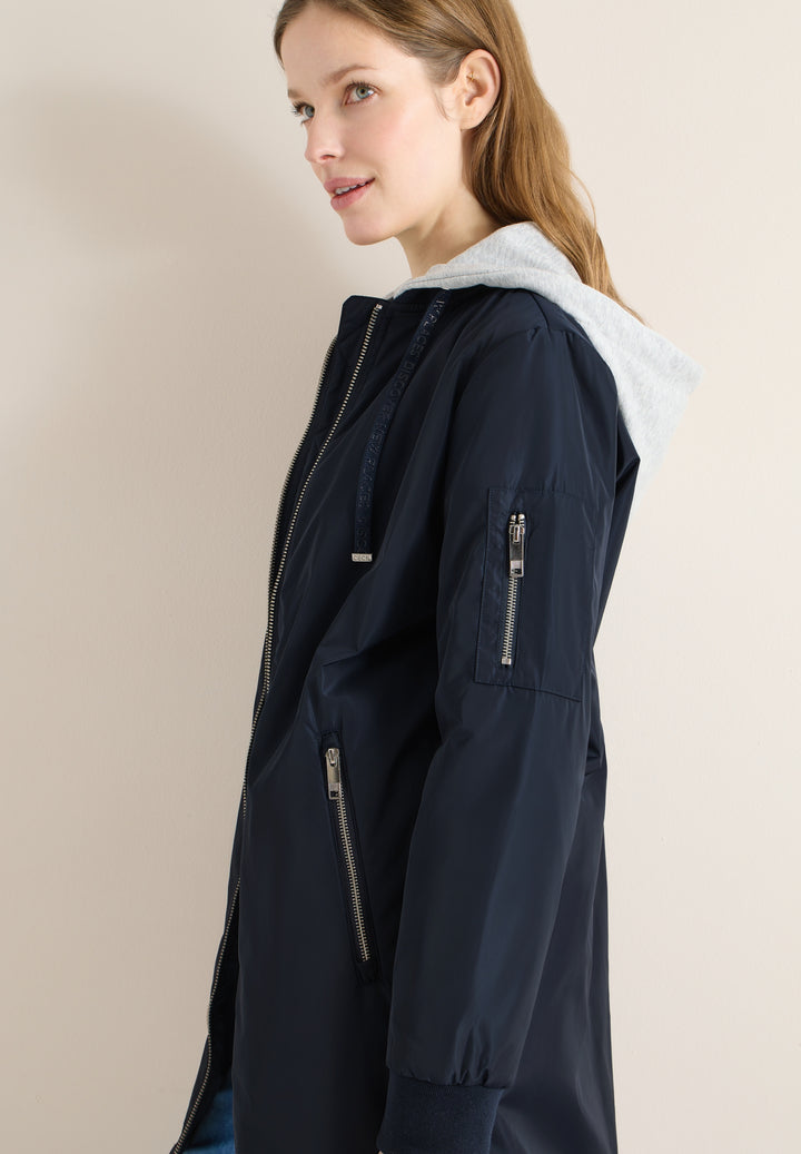 Long Blouson with sweat hood, blue navy 17197 Bild 6