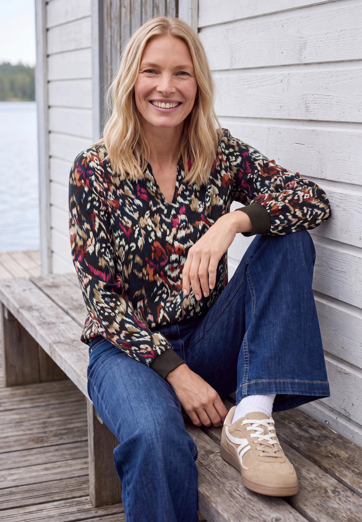 Multicolor-Print Blouse, truffle brown 37747 Bild 3