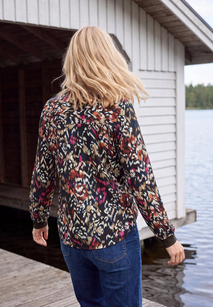 Multicolor-Print Blouse, truffle brown 37747 Bild 4