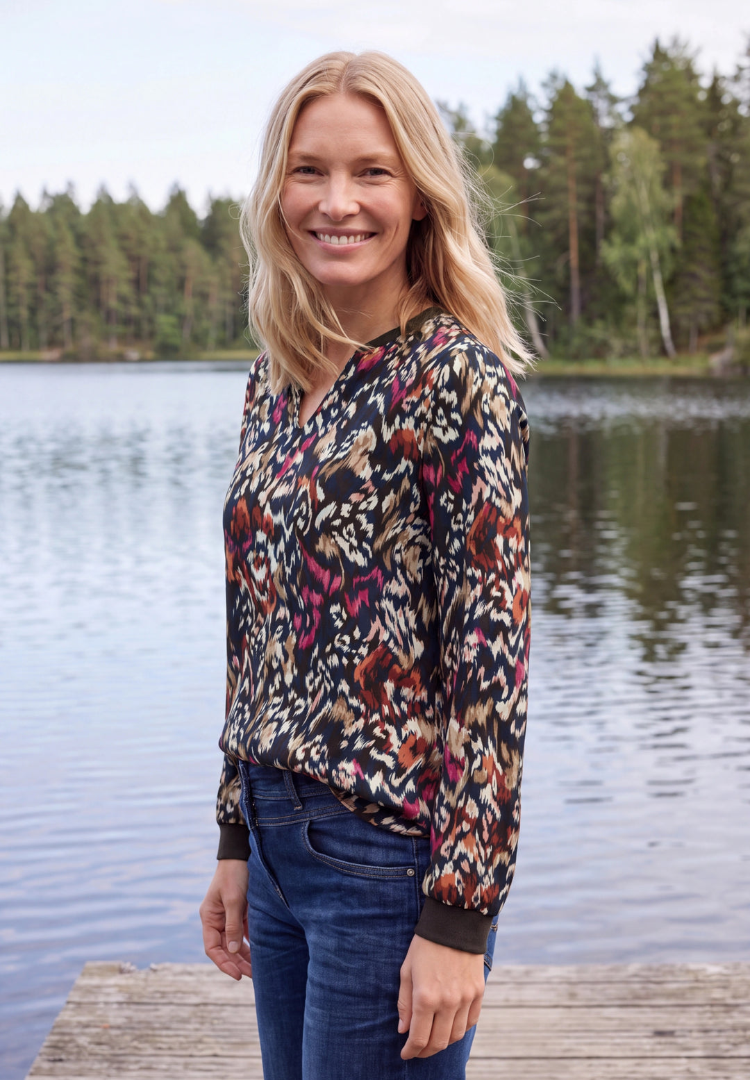 Multicolor-Print Blouse, truffle brown 37747 Bild 6