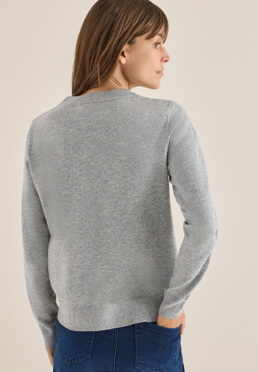 NOS_Basic cosy round neck, sporty grey melange 16839 Bild 4
