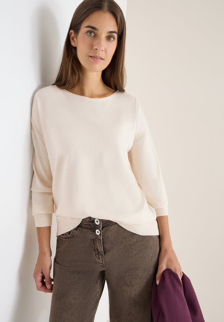 NOS_Cosy Boatneck structure de, oat milk beige melange 16835 Bild 3