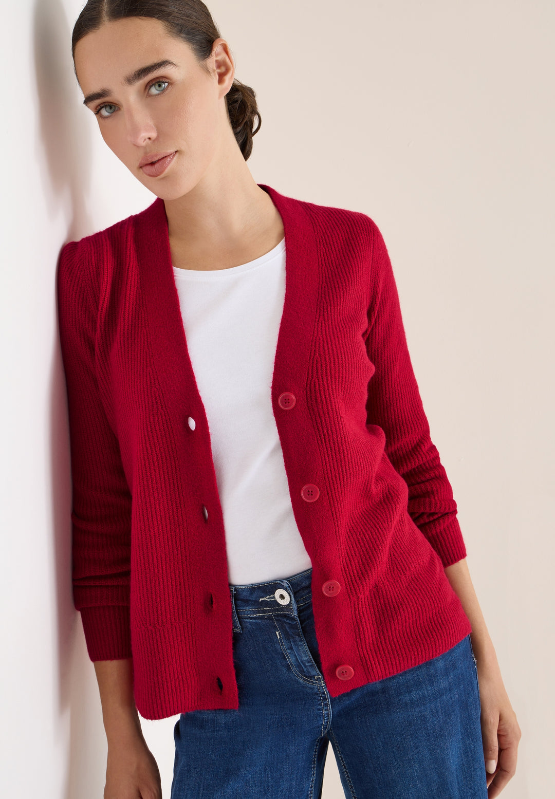 NOS_Cosy rib-mix Cardigan, beaujolais red 16710 Bild 3