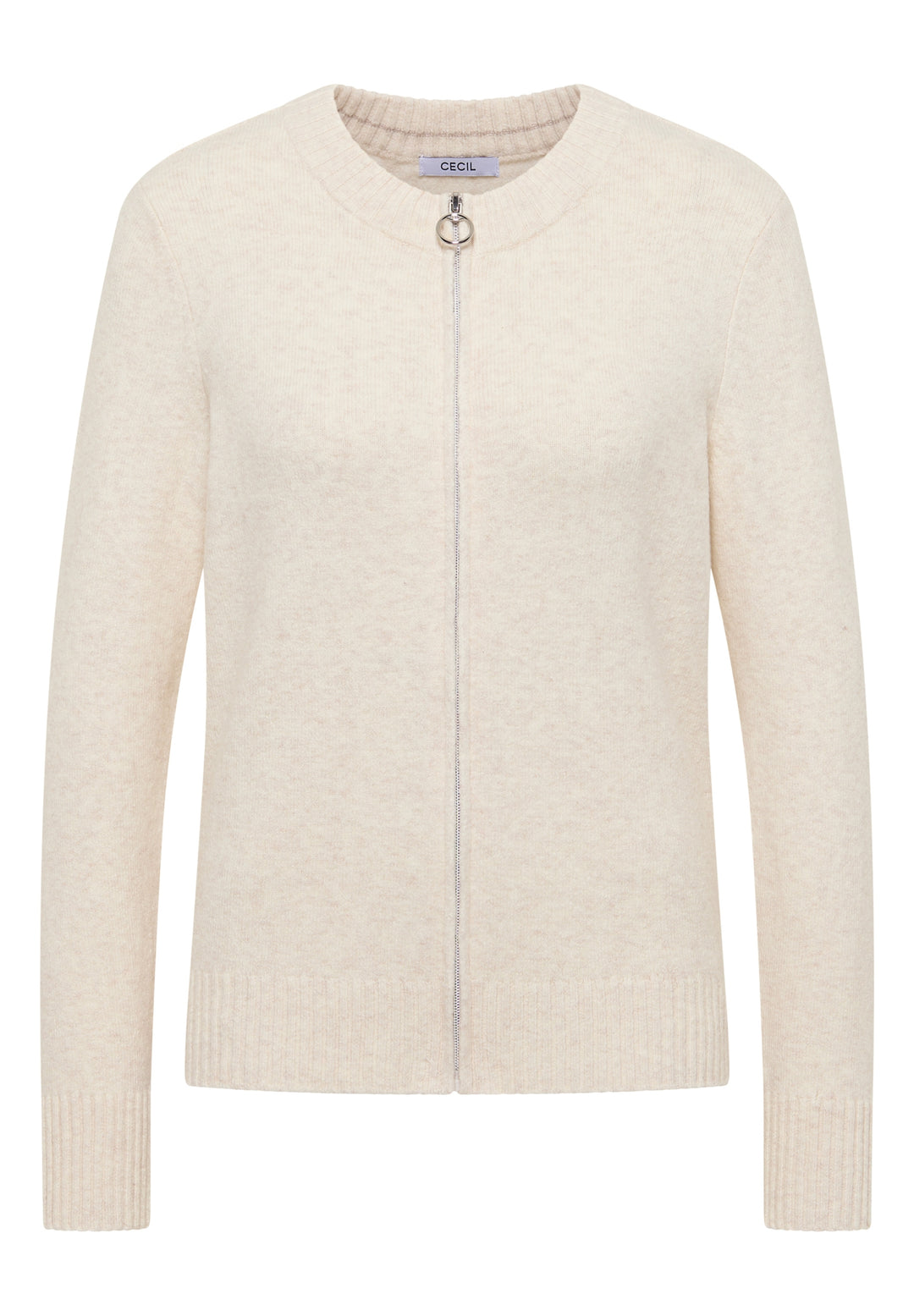 NOS_Cosy Zipper cardigan, oat milk beige melange 16835 Bild 1