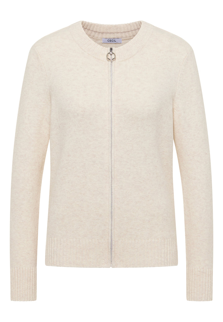 NOS_Cosy Zipper cardigan, oat milk beige melange 16835 Bild 1