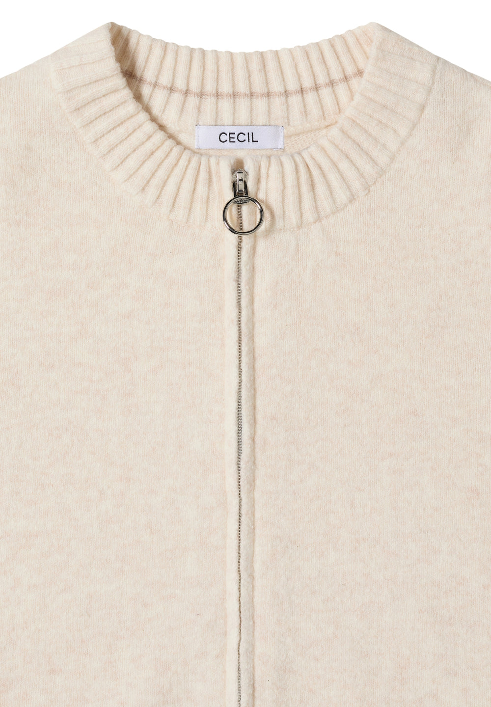 NOS_Cosy Zipper cardigan, oat milk beige melange 16835 Bild 2