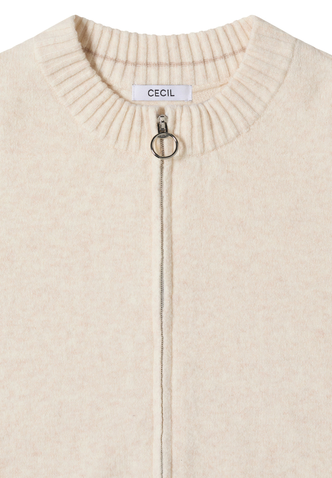 NOS_Cosy Zipper cardigan, oat milk beige melange 16835 Bild 2