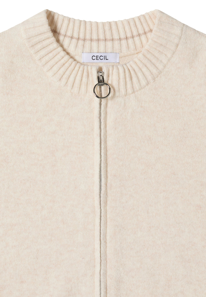 NOS_Cosy Zipper cardigan, oat milk beige melange 16835 Bild 2