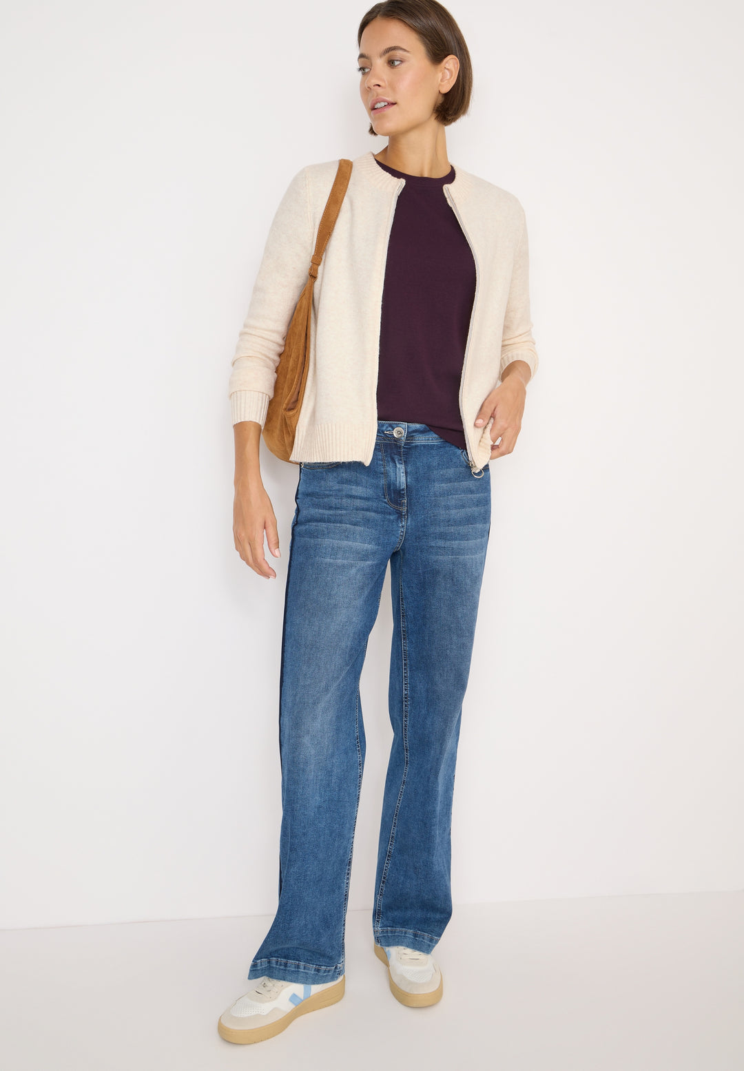 NOS_Cosy Zipper cardigan, oat milk beige melange 16835 Bild 5