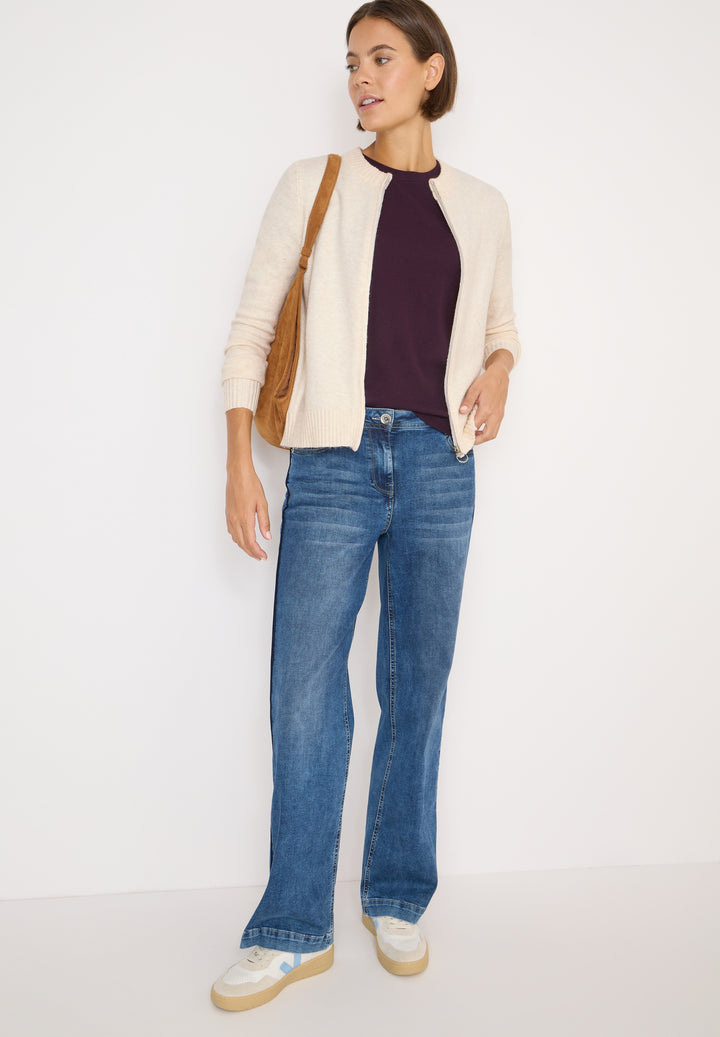 NOS_Cosy Zipper cardigan, oat milk beige melange 16835 Bild 5