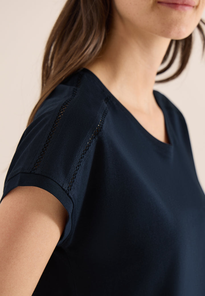NOS Solid Lace Shoulder T-Shir, universal blue 15512 Bild 3