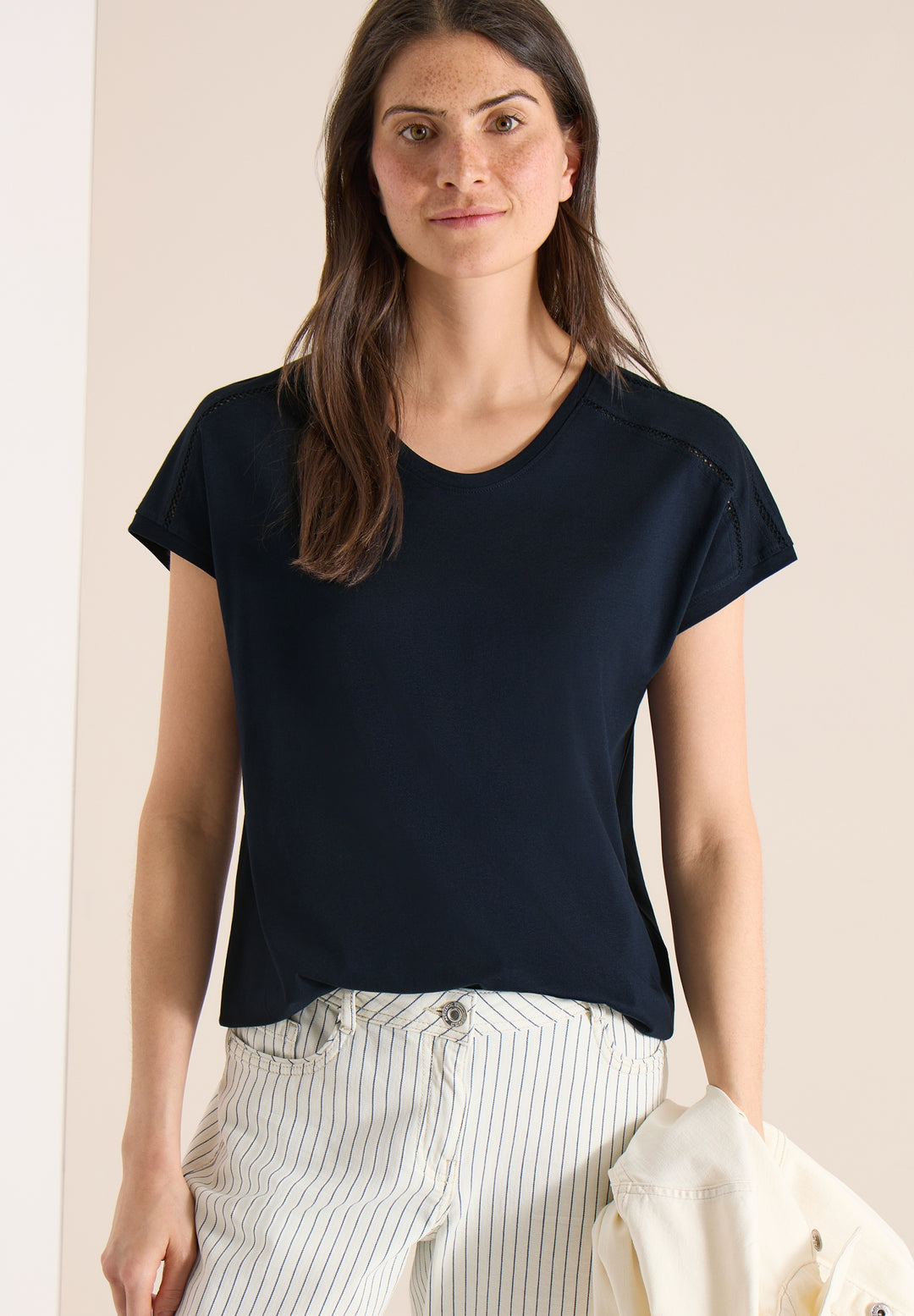 NOS Solid Lace Shoulder T-Shir, universal blue 15512 Bild 7