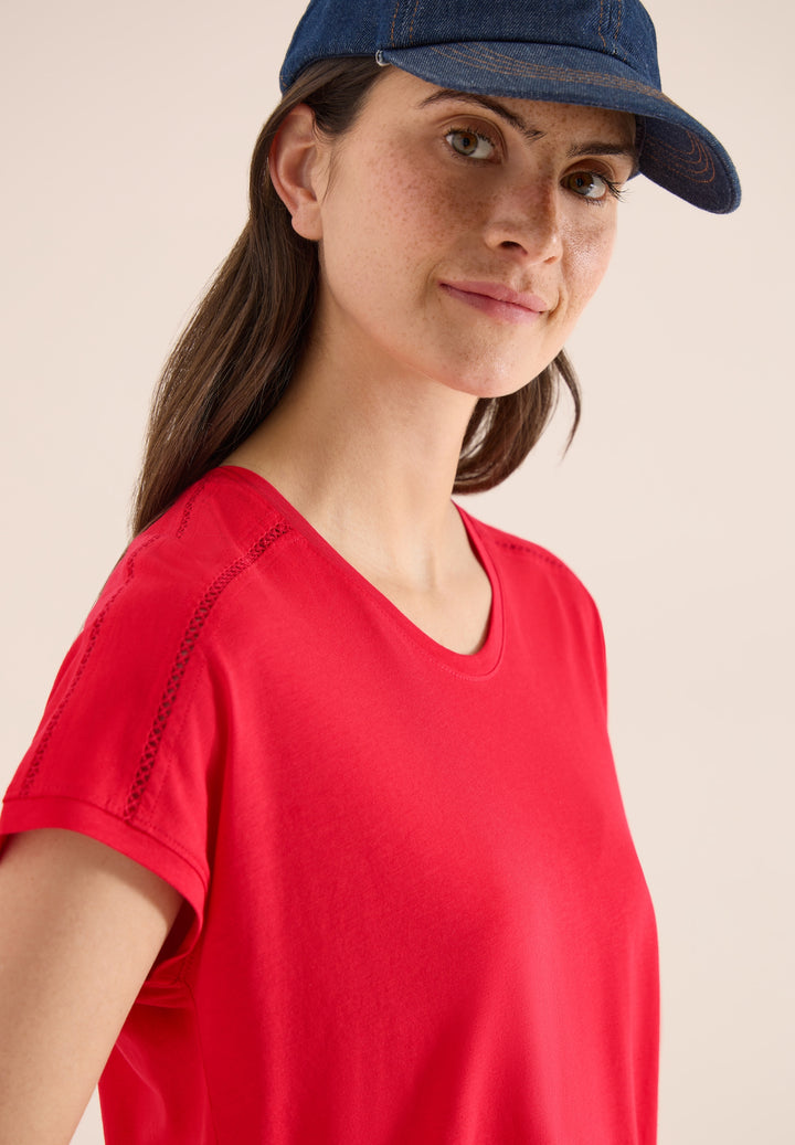 NOS Solid Lace Shoulder T-Shir, glazed apple red 16759 Bild 3