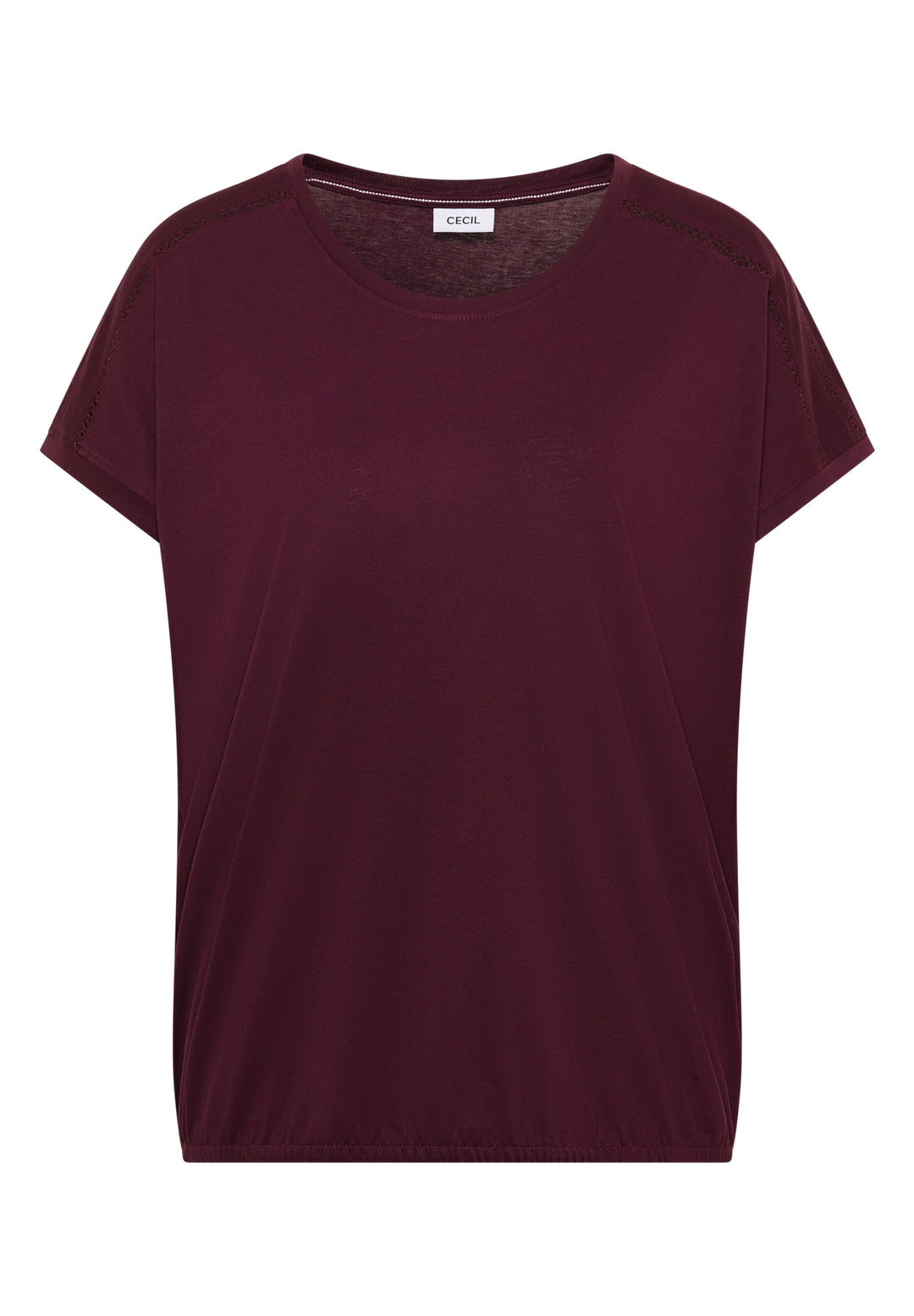 NOS Solid Lace Shoulder T-Shir, sweet grape red 17590 Bild 1