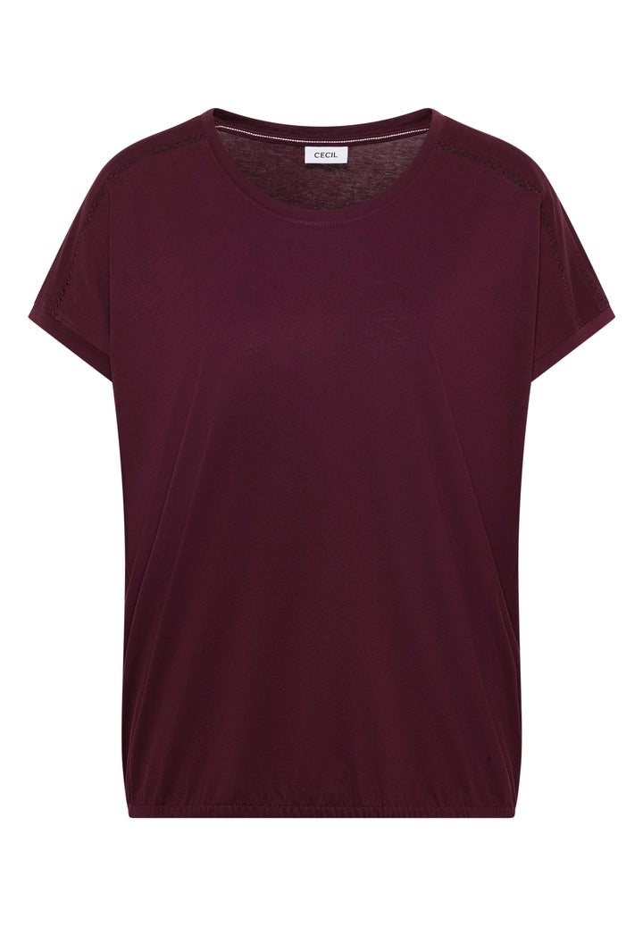NOS Solid Lace Shoulder T-Shir, sweet grape red 17590 Bild 1
