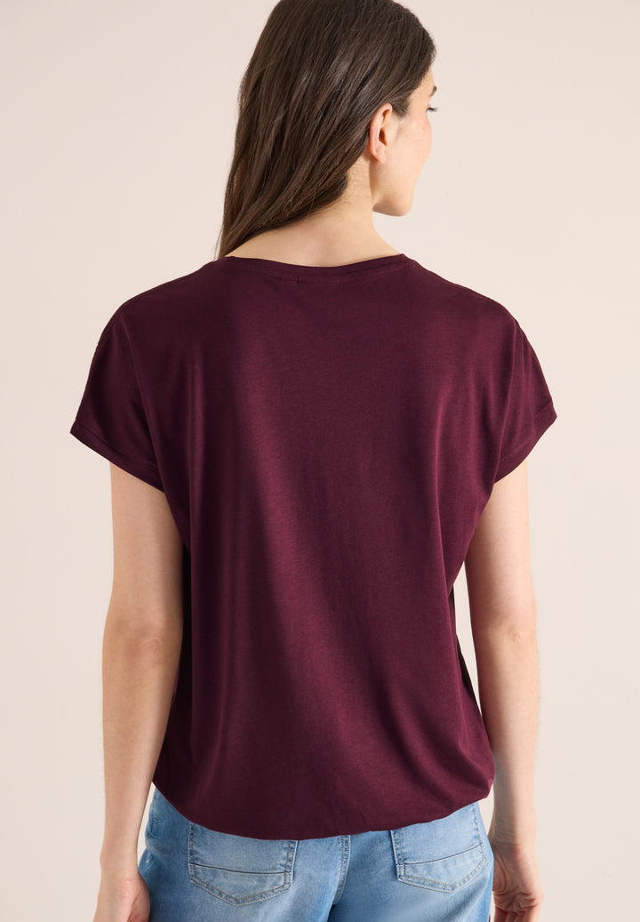 NOS Solid Lace Shoulder T-Shir, sweet grape red 17590 Bild 4
