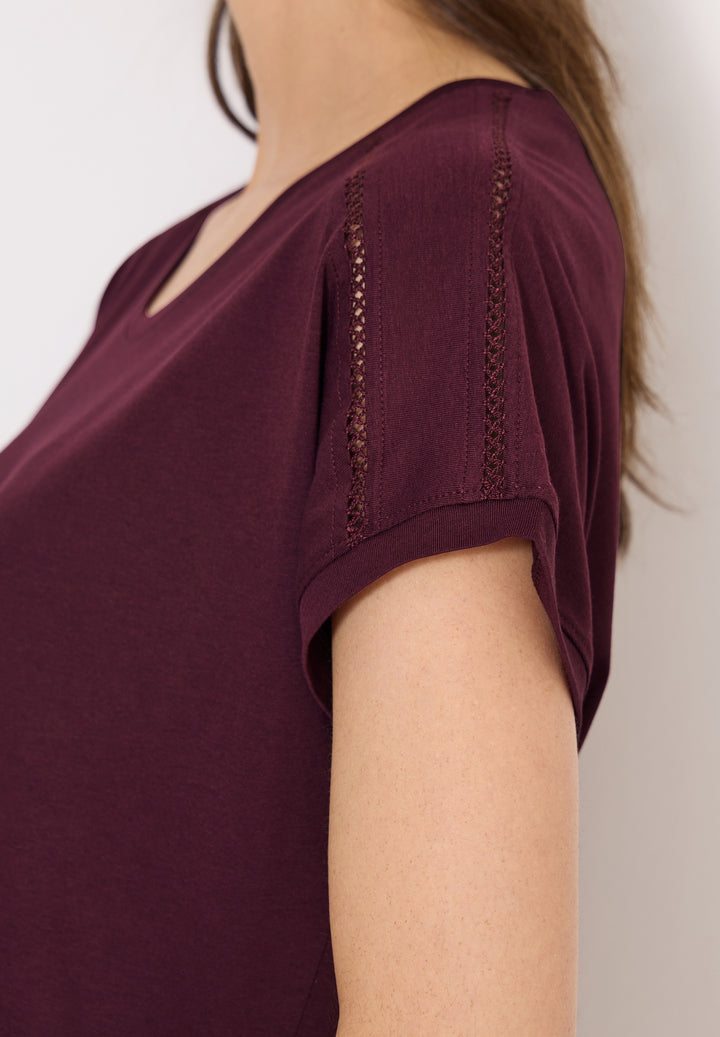 NOS Solid Lace Shoulder T-Shir, sweet grape red 17590 Bild 6