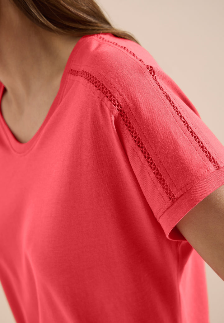 NOS Solid Lace Shoulder T-Shir, coral 17762 Bild 7