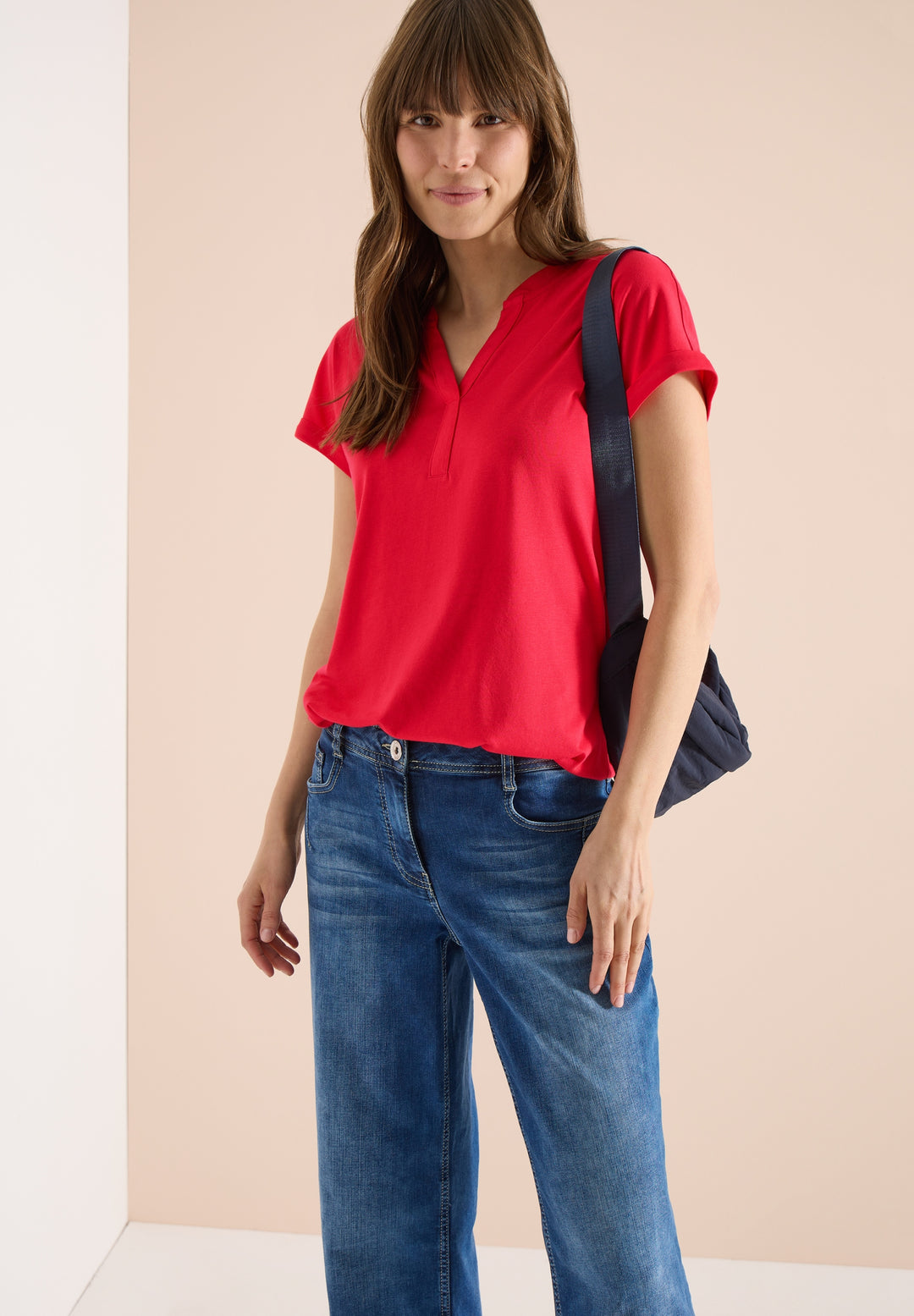 NOS Solid Rib Collar Tunic, glazed apple red 16759 Bild 3