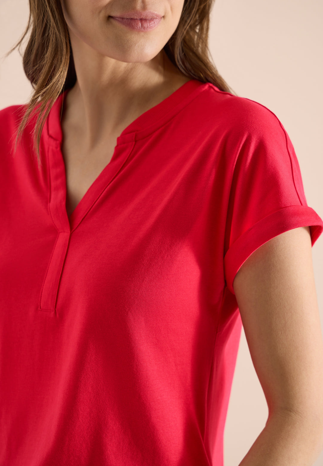 NOS Solid Rib Collar Tunic, glazed apple red 16759 Bild 6