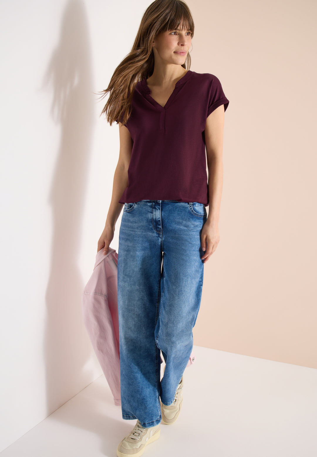 NOS Solid Rib Collar Tunic, sweet grape red 17590 Bild 5