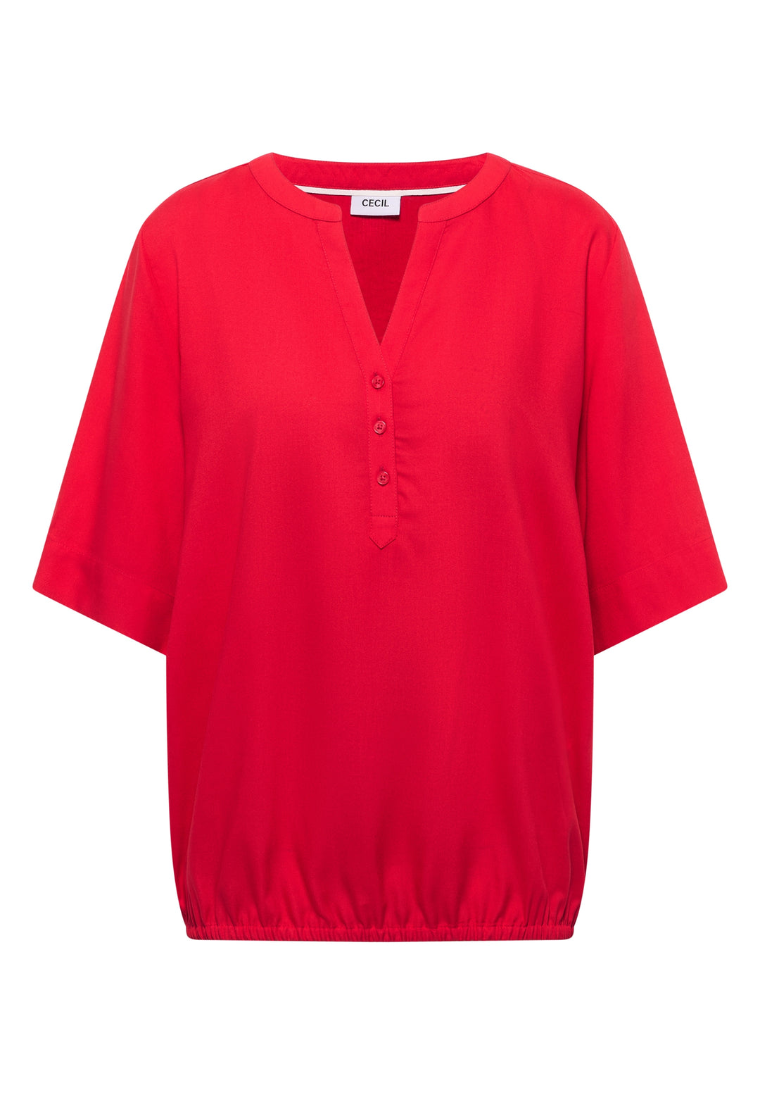 NOS Solid Splitneck Blouse, glazed apple red 16759 Bild 1