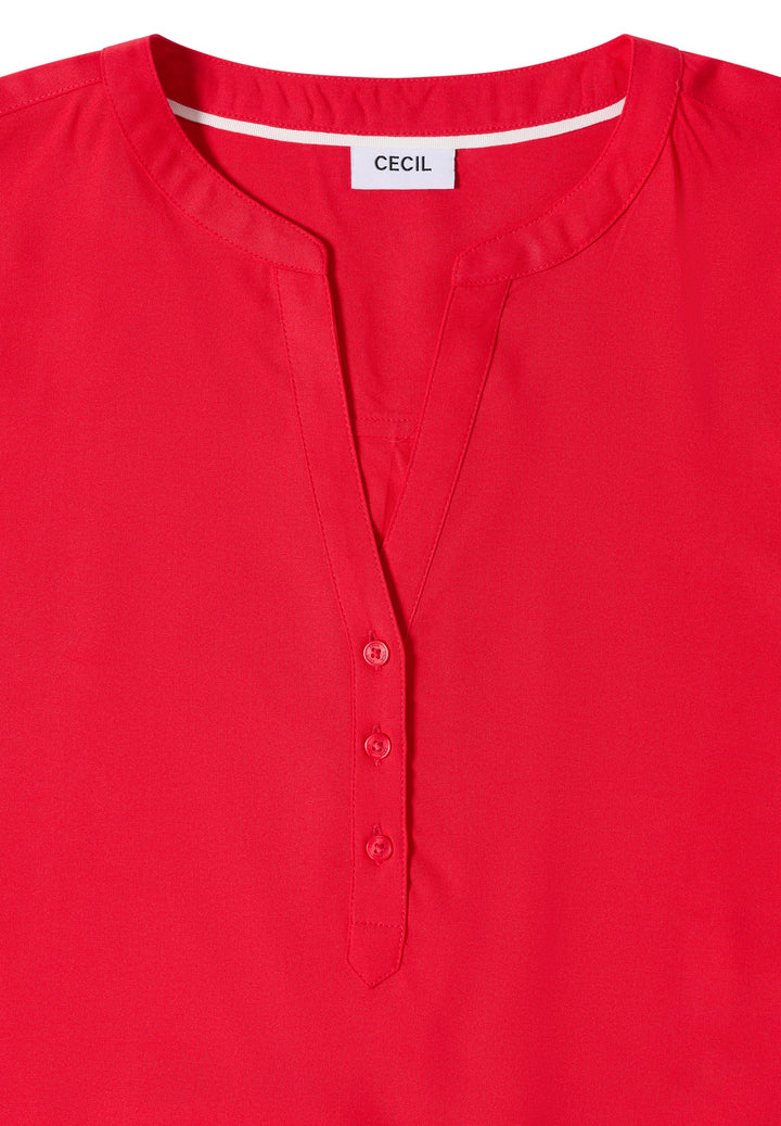 NOS Solid Splitneck Blouse, glazed apple red 16759 Bild 2