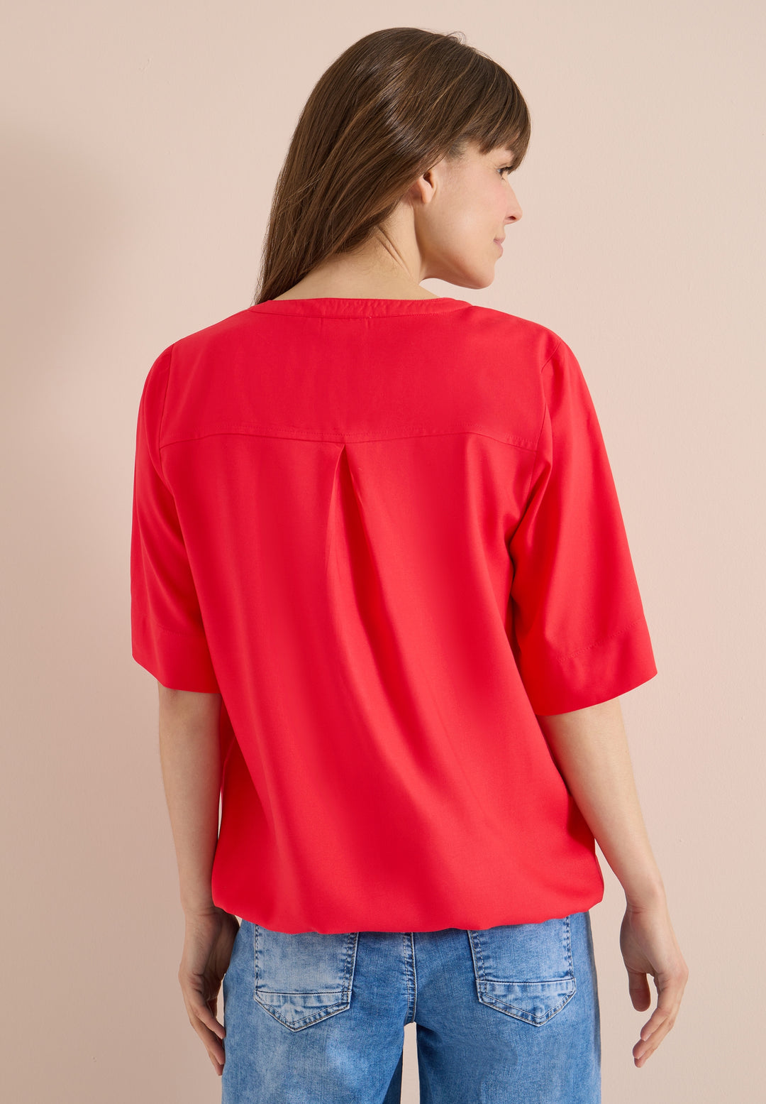 NOS Solid Splitneck Blouse, glazed apple red 16759 Bild 4