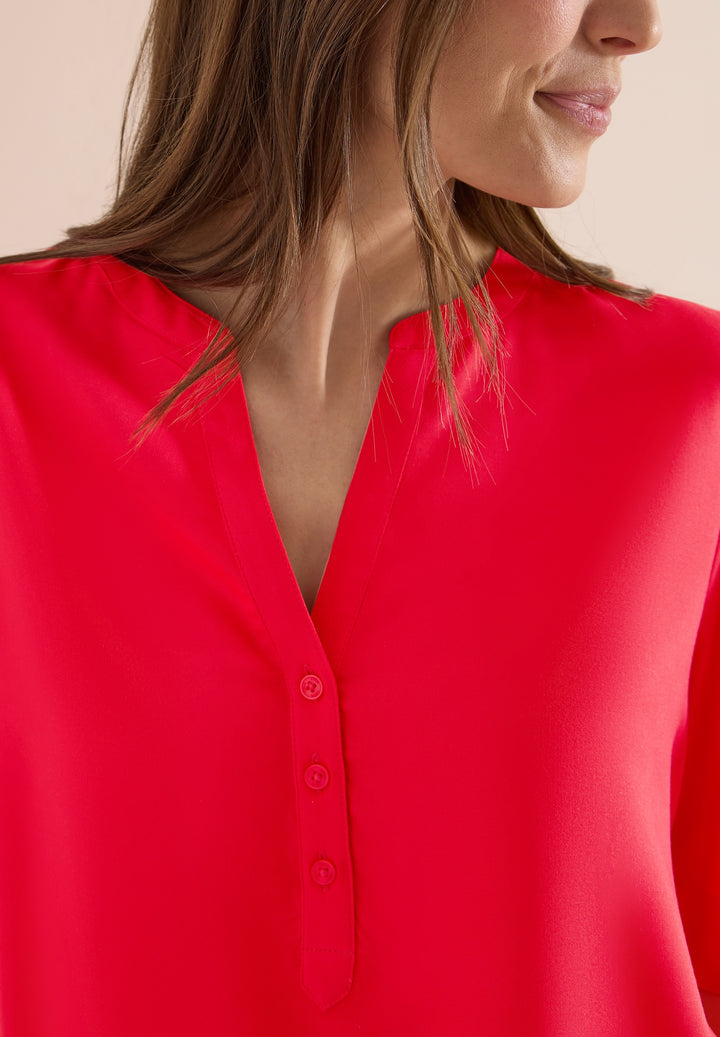 NOS Solid Splitneck Blouse, glazed apple red 16759 Bild 7