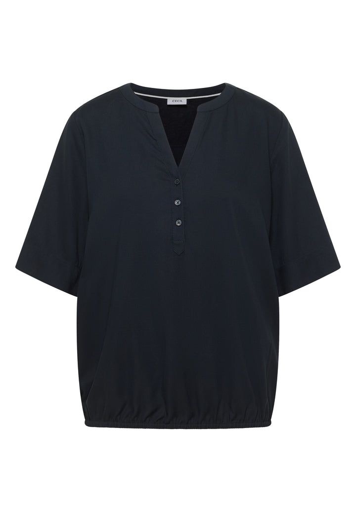 NOS Solid Splitneck Blouse, universal blue 15512 Bild 1