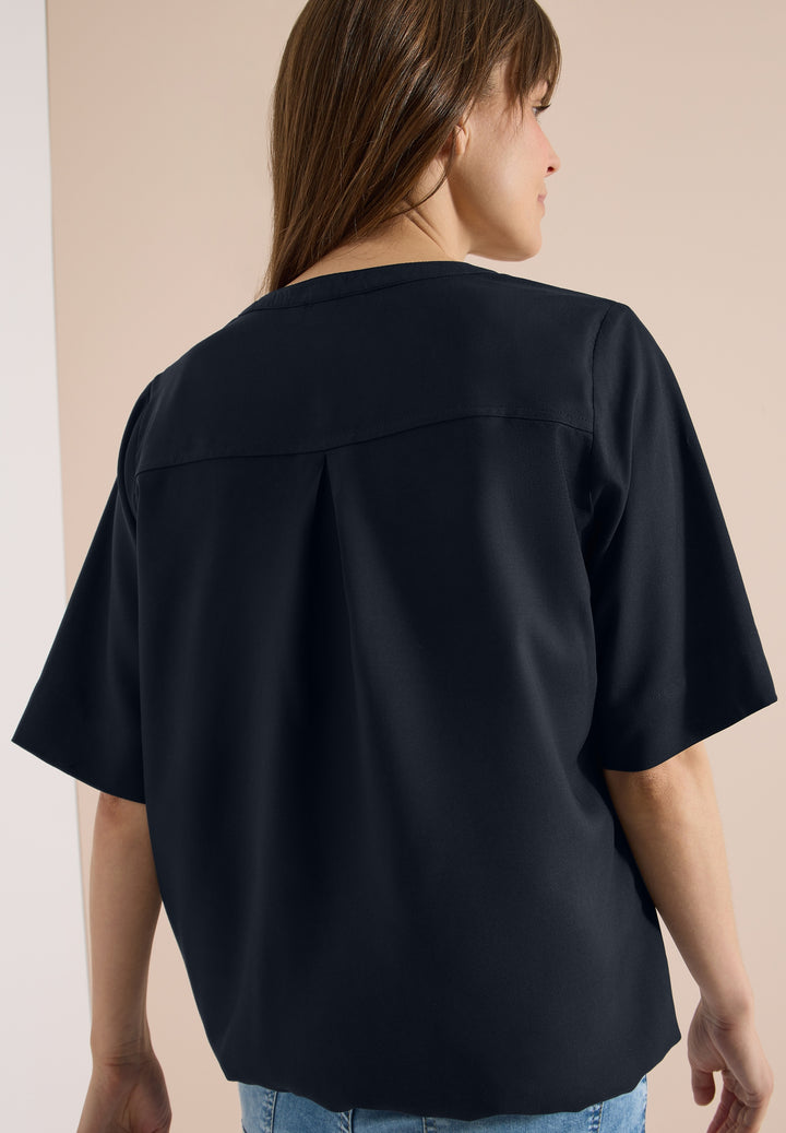 NOS Solid Splitneck Blouse, universal blue 15512 Bild 4