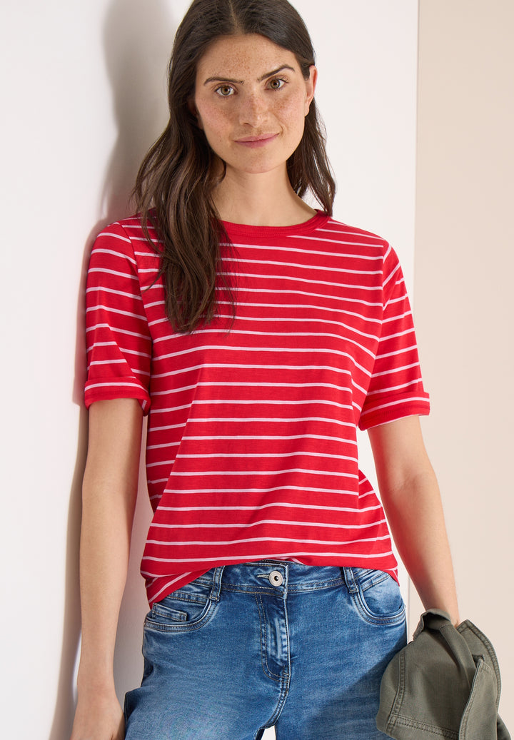 NOS Striped Slubyarn Shirt, glazed apple red 26759 Bild 3