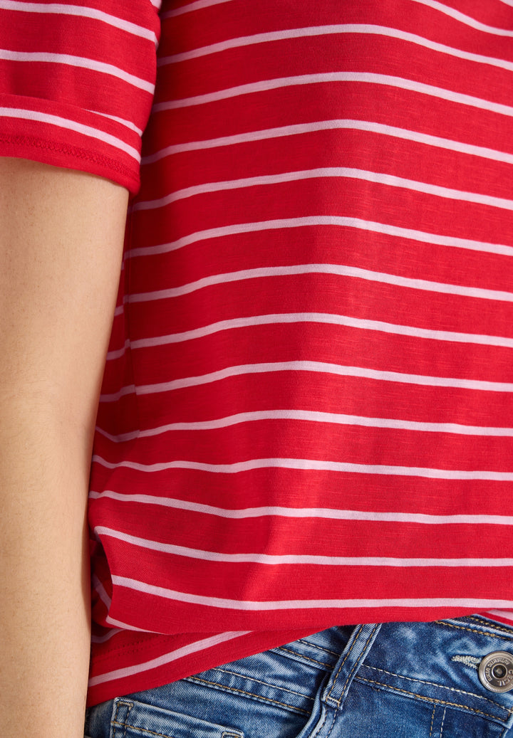 NOS Striped Slubyarn Shirt, glazed apple red 26759 Bild 7