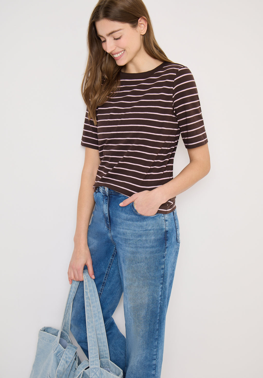 NOS Striped Slubyarn Shirt, macchiato brown 27493 Bild 3