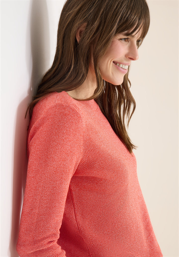 NOS_Structured Boat Neck, cherry tomato orange melange 17568 Bild 5
